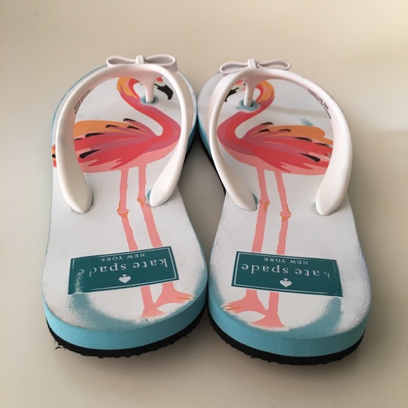 ❤️ SOLD Kate Spade Flamingo Flip Flops Sz 6 - Picture 12 of 15